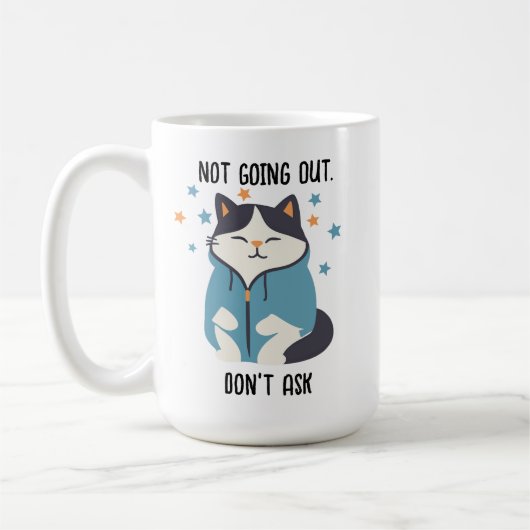 外出しないパーカー猫の面白いコーヒーマグ コーヒーマグカップ (左)