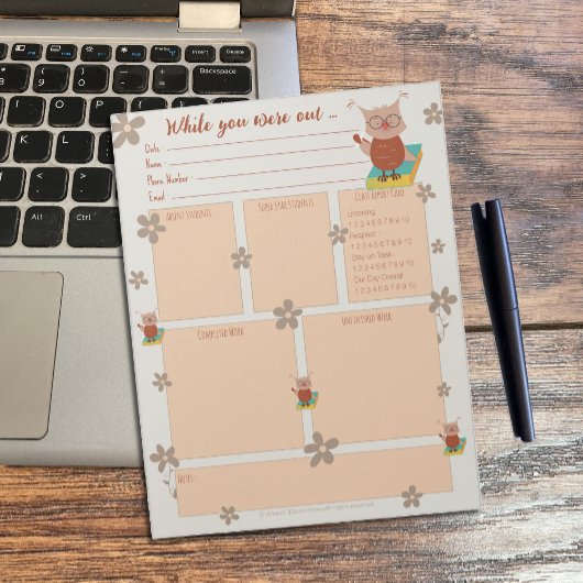 外出中に代替型枠Owlメモ帳 ノートパッド
