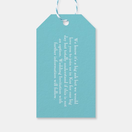 外国での結婚式は日付を保存する ギフトタグ (裏面)