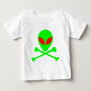 外国のスカル及び骨 ベビーTシャツ