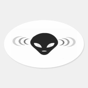 外国のテレパシーUFOのステッカー 楕円形シール