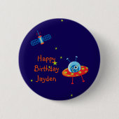 外国の宇宙船の誕生日の磁石 缶バッジ (正面)