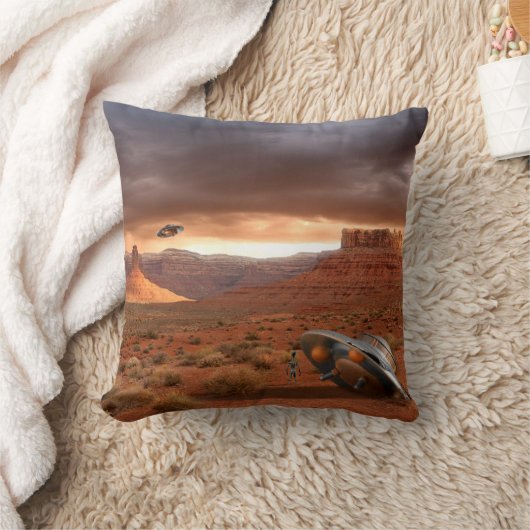 外国の期待の救助の砂漠のUFOの衝突 クッション (ブランケット)