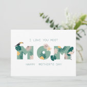 外国の熱帯フラミンゴの母が母の日を祝う シーズンカード (スタンド正面)