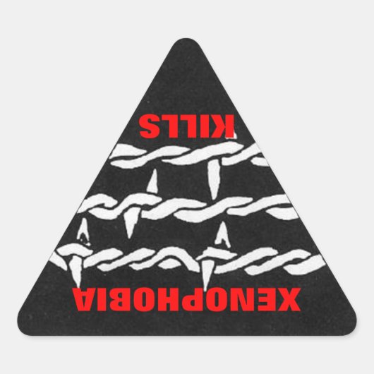 外国人恐怖症のシールを消す 三角形シール (正面)