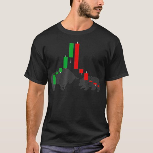 外国為替ブルー対ベア株式取引市場 Tシャツ (正面)