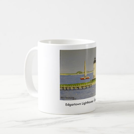外国行きEdgartownの灯台- コーヒーマグカップ (正面左)