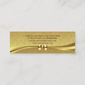外国語の家庭教師 – 光沢のある金ゴールドダマスク スキニー名刺 (裏面)
