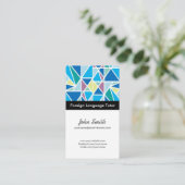 外国語の講師 – 青い抽象芸術ジオメトリ 名刺 (スタンド正面)