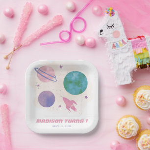 外宇宙ガーリー水彩惑星1st誕生日 ペーパープレート