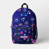 外宇宙銀河系は青色を示す プリントバックパック (正面)