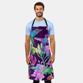 外来の花と鳥 エプロン (着用した状態)