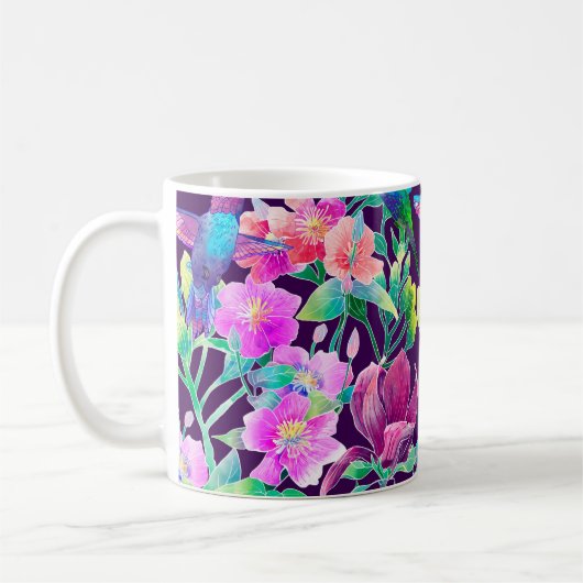 外来の花と鳥 コーヒーマグカップ (左)