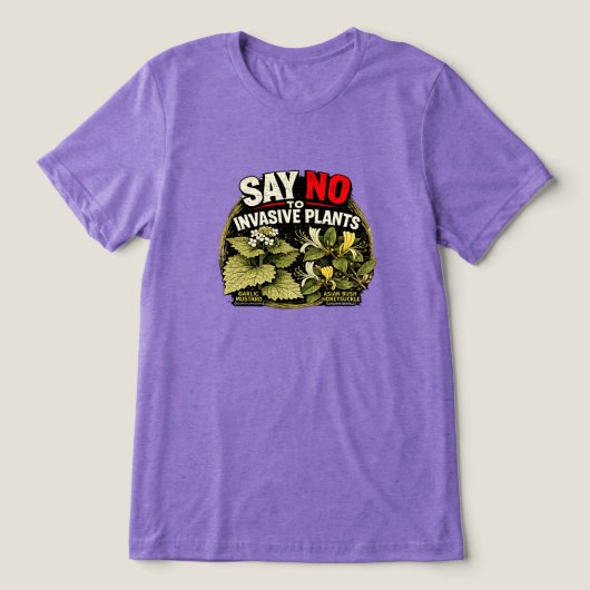 外来植物のシャツに反対しよう トライブレンドTシャツ (デザイン正面)