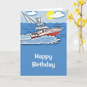 外洋の漁船 カード (黄色い花)