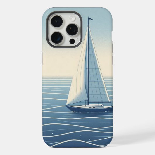 外洋を航行するヨット iPhoneケース (裏面)