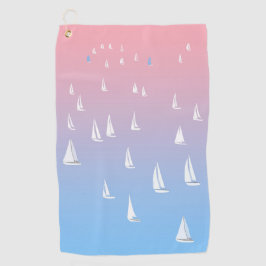 外海で帆船をレースする ゴルフタオル