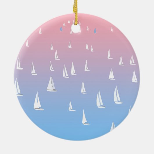 外海で帆船をレースする セラミックオーナメント (裏面)