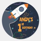 外男女兼用域の最初の誕生日 ラウンドシール (正面)