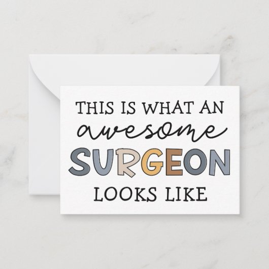 外科医おもしろいの素晴らし感謝 ノートカード (正面)