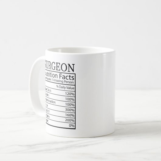 外科医おもしろい栄養事実、外科医ギフト コーヒーマグカップ (正面左)