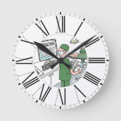 外科医が画面の指示を確認 ラウンド壁時計 (正面)