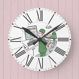 外科医が画面の指示を確認 ラウンド壁時計