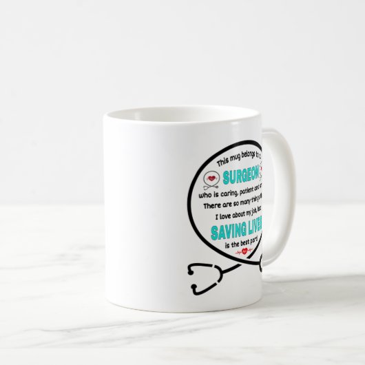 外科医のマグ。このマグカップは外科医の物だ コーヒーマグカップ (正面右)