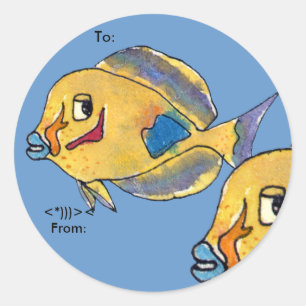外科医の魚の独特の味の漫画の魚のパーソナライズなラベル ラウンドシール