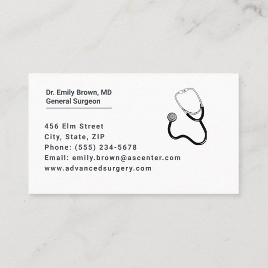 外科医ドクターメディカルプロフェッショナル 名刺 (裏面)