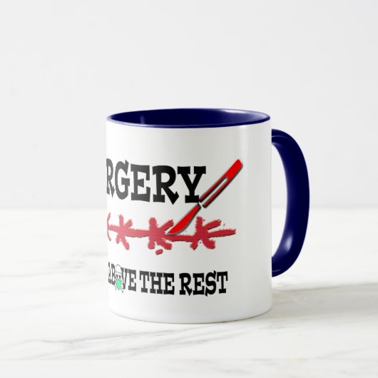 外科残りの医者のしゃれのおもしろマグカップの上の切口 マグカップ (正面右)