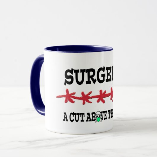 外科残りの医者のしゃれのおもしろマグカップの上の切口 マグカップ (正面左)