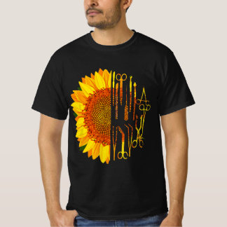 外科用スクラブテック外科医ひまわり手術 Tシャツ