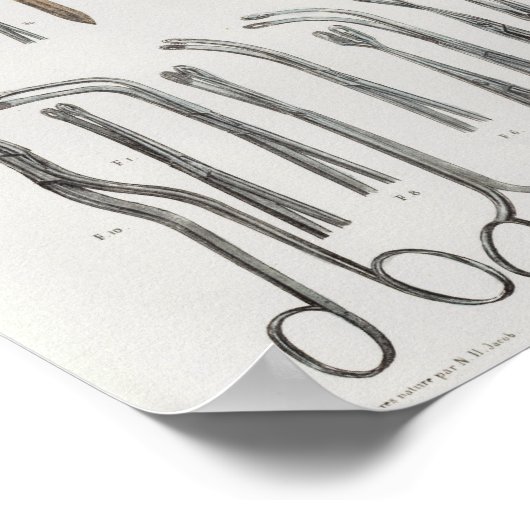 外科用医療楽器ヴィンテージ解剖学プリント ポスター (角)