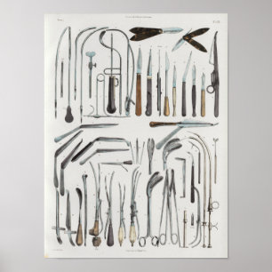 外科用医療楽器ヴィンテージ解剖学プリント ポスター