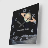 外空間をテーマにしたホームデコパーソナライズされたール スクエア壁時計 (傾斜)