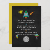 外空間をテーマにした黒板誕生日招待状 招待状 (正面/裏面)