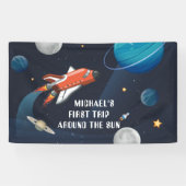 外空間パーソナライズされた第1の誕生日の銀河系 横断幕 (横)