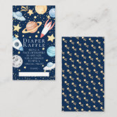 外空間ベビーシャワーオムツラッフルチケット エンクロージャーカード (正面/裏面)