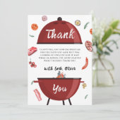 外素朴モダン庭BBQベビーシャワー サンキューカード (スタンド正面)