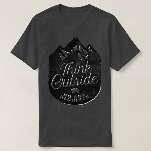 外考えにボックス不要の山のロゴ Tシャツ (デザイン正面)