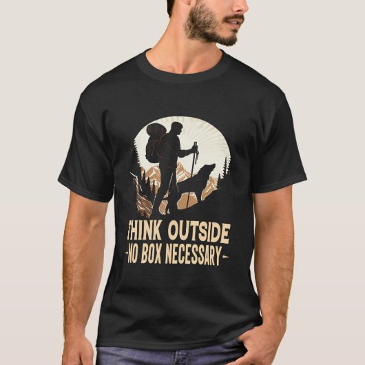 外考えNoボックス必要な山登り犬 Tシャツ (正面)