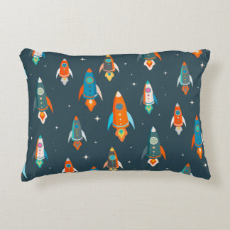 外腔のカラフルロケットのシームレスなパターン アクセントクッション