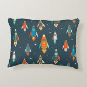 外腔のカラフルロケットのシームレスなパターン アクセントクッション (裏面)