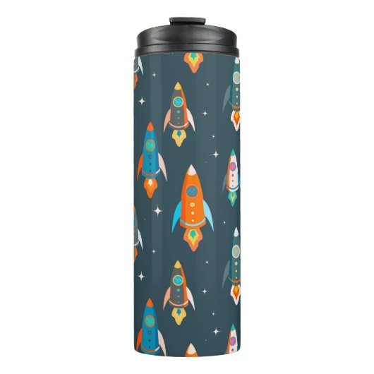 外腔のカラフルロケットのシームレスなパターン タンブラー (正面)