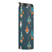 外腔のカラフルロケットのシームレスなパターン タンブラー (回転右)