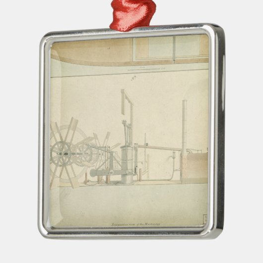 外輪、描かれる機械類の透視図 メタルオーナメント (左)