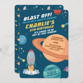 外部宇宙おもしろいの誕生日の招待 招待状 (正面/裏面)