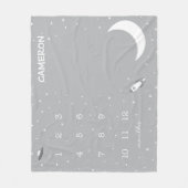 外部空間のグレーと白のマイルストーンベビー フリースブランケット (正面)