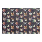 外部空間の猫頭のおもしろい銀河系パターン 枕カバー (裏面)